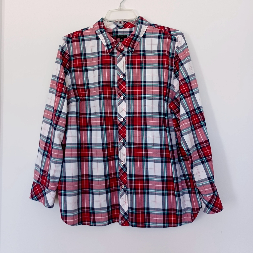 Talbots Plaid Cotton Button Down Shirt, Size XLp
